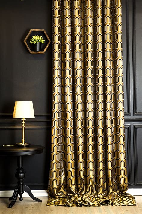 Gold Black Blue Gray Curtains For Livingroom Bedroom Luxury Etsy