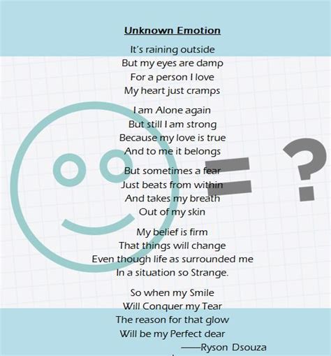 Unknown Emotion Poem By Ryson Dsouza Poem Hunter