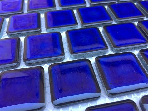 1x1 Cobalt Blue Tile Glossy Porcelain Mosaic Tile Pool Rated Kitchen