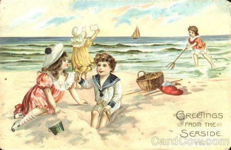 Greetings From The Seaside Swimsuits Pinup Postcard Seaside