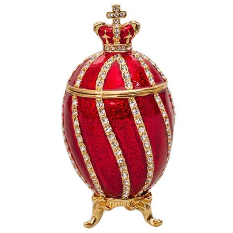 Mini Faberge Style Egg With Twisted Pattern And A Crown