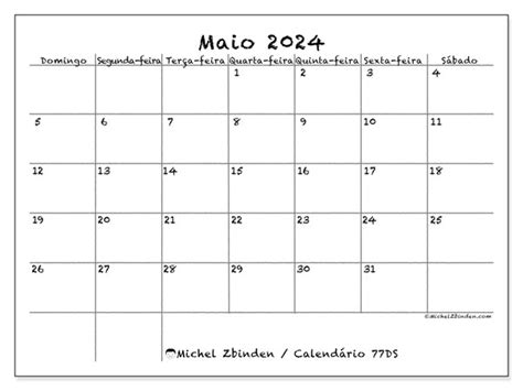 Calendário De Maio De 2024 Para Imprimir “77sd” Michel Zbinden Mo