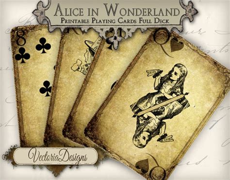 Grunge Alice In Wonderland Playing Cards Full Deck Card Game Etsy