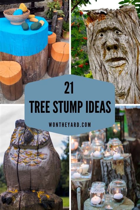 We have all seen pictures of large hunks of wood cut into stumps and re purposed as tables and stools in tree stumps. 21 Tree Stump Ideas for a Quirky Yard (With Pictures ...