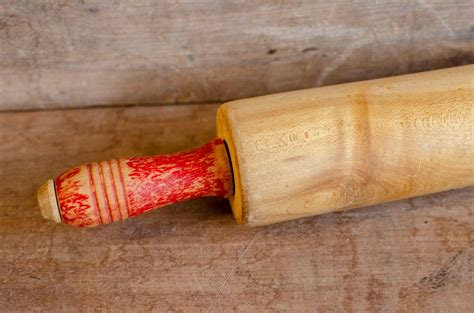 Vintage Red Handled Wood Rolling Pin Red Handle Rolling Pin Etsy
