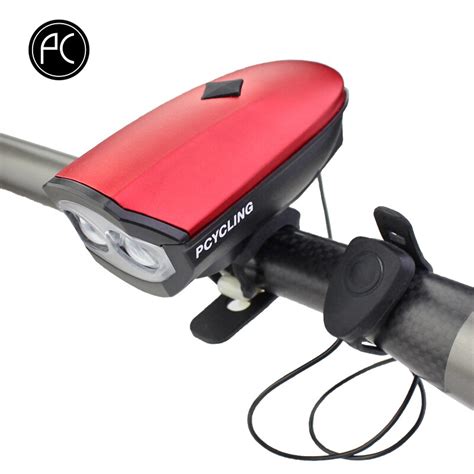 Pcycling Cycling Horn Bicycle Light Usb Rechargeable 140db Bell With 2