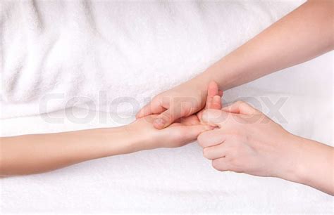 Spa Therapist Doing A Finger Massage Stock Image Colourbox