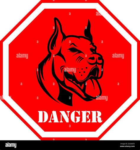 Beware Of The Dog Sign With With Angry Dog Head Design Element For