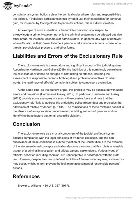 Exclusionary Rule Its Benefits And Errors 1434 Words Essay Example