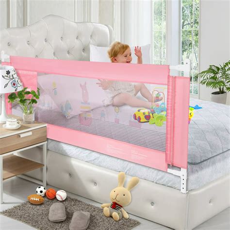 Mesh Safety Baby Bed Rails 59 Inches Pink 2 Pack