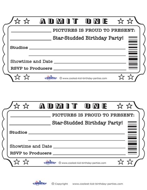 Movie theater birthday party invitation by nattysuedesigns1. Printable Admit One Invitations | Movie ticket birthday ...