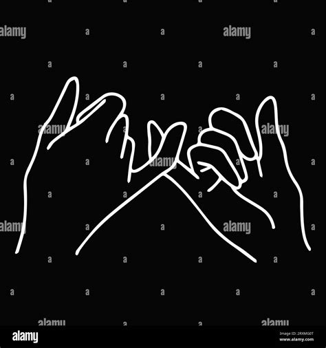 Pinky Promise Holding Fingers Handpinky Promise On Black Background