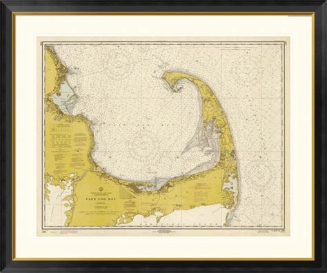 Nautical Chart Cape Cod Bay 1970 Sepia Tinted 26x15x23