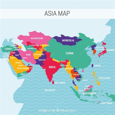 Premium Vector Map Of Asia Continent With Different Colors World Map