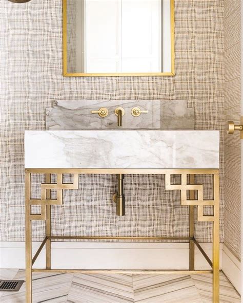 Glam Powder Room Wrapped In Marble And Gold Interiors Inspiration