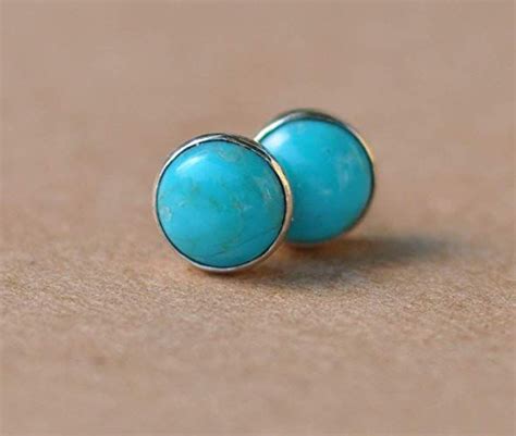 Turquoise Stud Earrings Sterling Silver Mm Gemstone Jewellery
