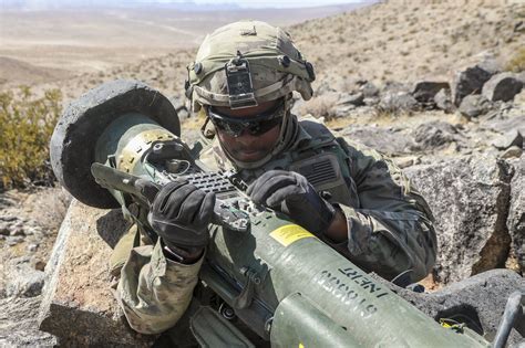 A Soldier Prepares An Fgm 148 Javelin To Fire At Simulated Enemies