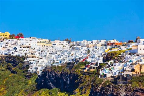 Panorama Of Imerovigli Santorini Greece Stock Photo Image Of