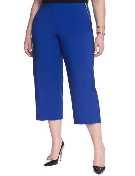 Eloquii Plus Size Side Zip Culotte Blue Curvy Fashion Plus Size