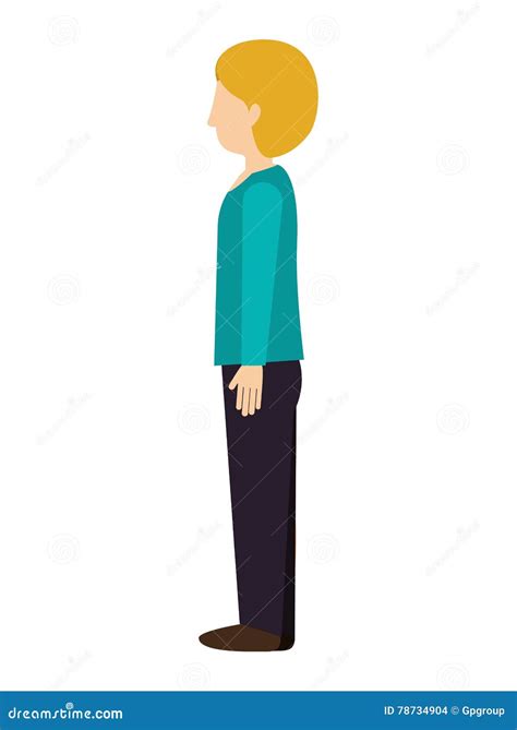 Woman Standing With Left Profile Blond Stock Vector Illustration Of