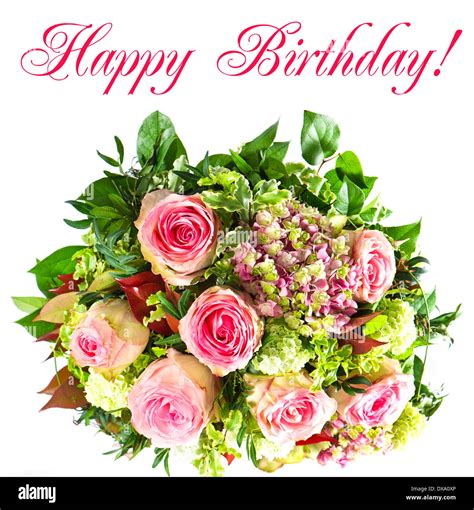 Colorful Flowers Bouquet Happy Birthday Stock Photo Alamy