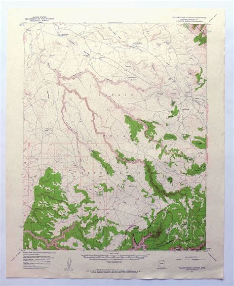 Yellowstone Canyon Arizona Vintage Usgs Topo Map 1955 Canyon De Chelly