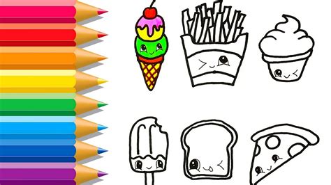 Cute Food Coloring Pages How To Draw Food For Kids Learn Drawing