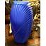 Glass Art Deco Vase With Ribbed/Pleated Drape Design 1930s Royal Blue 