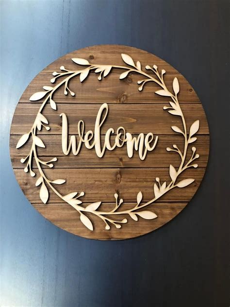 Wood Circle Welcome Sign Farmhouse Decor House Warming T Idea