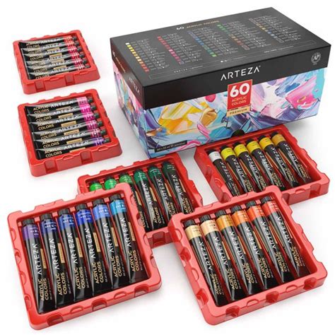 ARTEZA Professional Acrylic Paint 22ml Tubes Set Of 60 Walmart Com