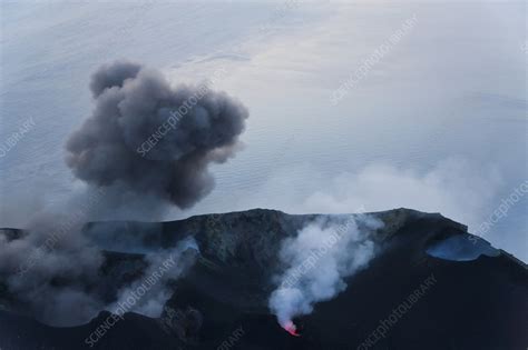 Plumes Of Smoke And Lava Emanating From A Volcano Stock Image F021