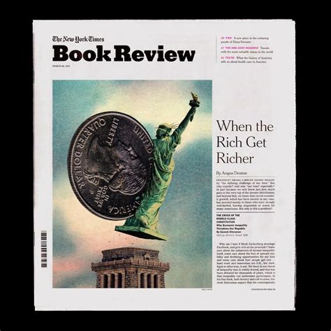 The Front Page Of Book Review Magazine With An Image Of Statue Of