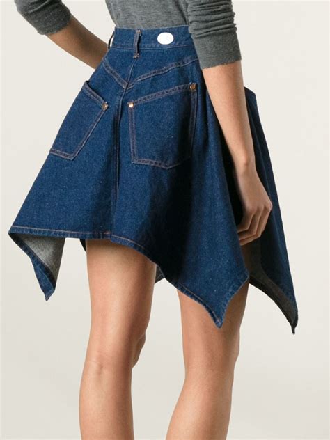 Jean Paul Gaultier Flared Denim Skirt In Blue Lyst