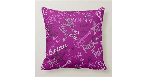 Rock And Roll Rock Star Pink Throw Pillow Zazzle