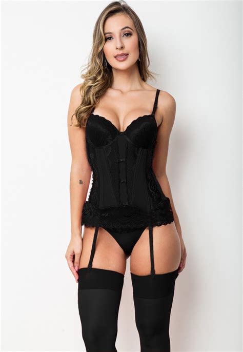 espartilho sexy gabi lingerie renda calcinha sensual cinta liga preto compre agora dafiti brasil