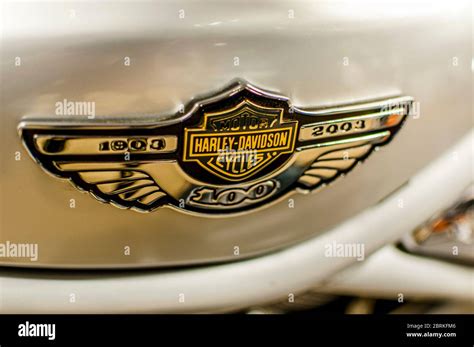 Harley Davidson Motorcycles 100 Years Anniversary Badge In Chrome And