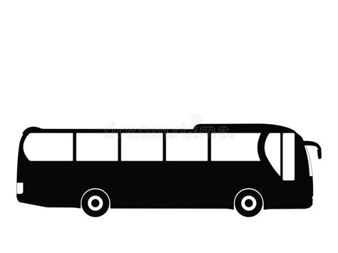 A Black And White Silhouette Of A Bus On A White Background Royalty