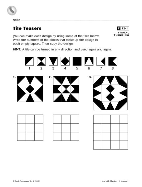 Tile Teasers Worksheet For 3rd Grade Lesson Planet