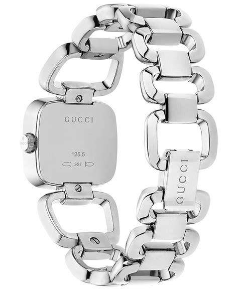 gucci women s swiss g gucci diamond accent stainless steel link bracelet watch 24x23mm ya125503