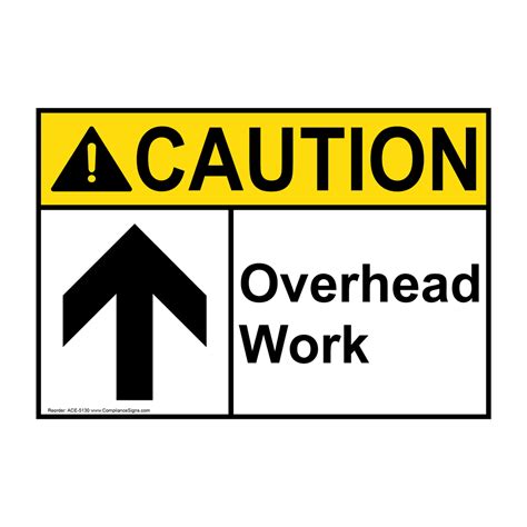 Ansi Caution Overhead Work Sign Ace 5130 Worksite
