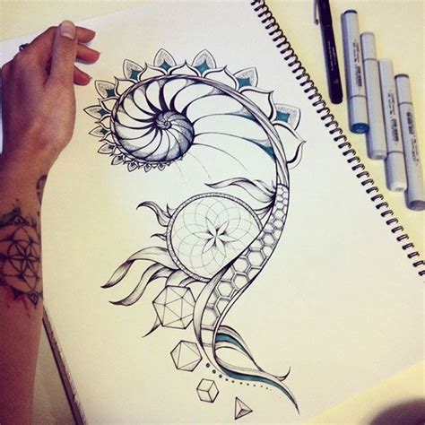 Fibonacci And Sacred Geometry Tattoo Design On Behance Practice Makes