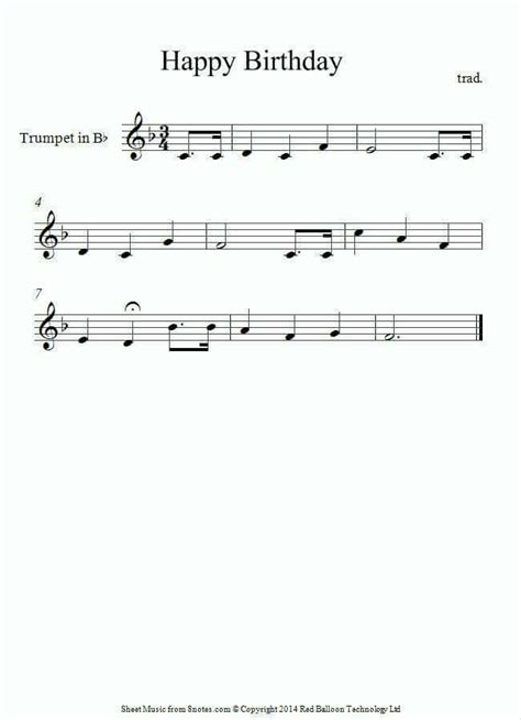 Happy Birthday Clarinet Music Clarinet Sheet Music Trumpet Sheet Music
