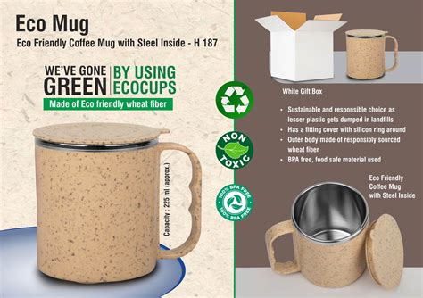 H187 Ecomug Eco Friendly Coffee Mug With Steel Inside Made With
