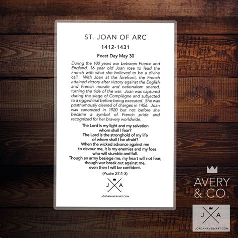 Saint Joan Of Arc Prayer Card Etsy