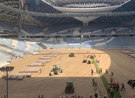 World Cup New Turf Laying Record Set In Wakrah Stadium Whats Goin On