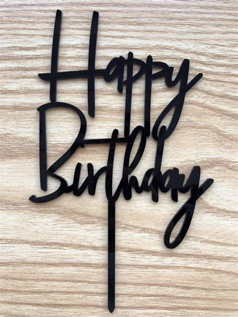 Happy Birthday Cake Topper Black First Birthday Party Decorations