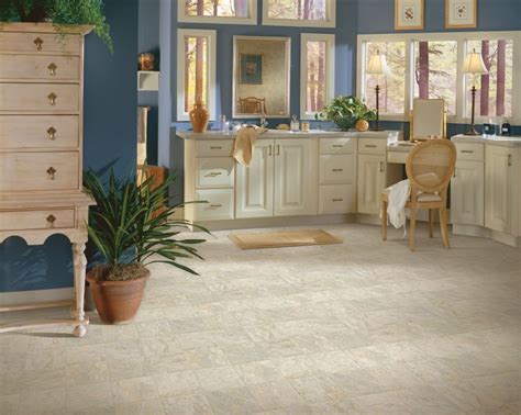Peel and stick vinyl flooring is appropriate for both residential and commercial uses. Vinyl Sheet and Tile Bathroom Flooring