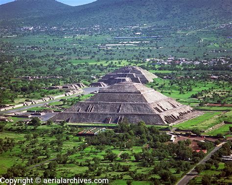 Aerial Photograph Of The Pyramids Of The Sun And Moon Teotihuacan
