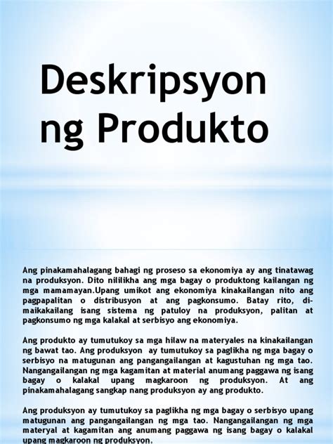 Diskription Ng Produkto Pdf