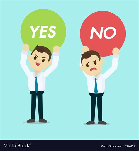 Businessman Holding Yes Or No Sign Royalty Free Vector Image